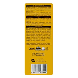 Deliplus Body Oil in Cream Oriental ingredients label, 250ml